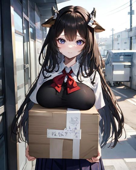 52020-2912019470-1girl,solo,large breasts, carried breast rest, carrying, cardboard box,  ,school uniform, black hair,kashino,.png